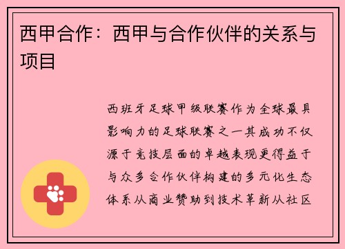 西甲合作：西甲与合作伙伴的关系与项目